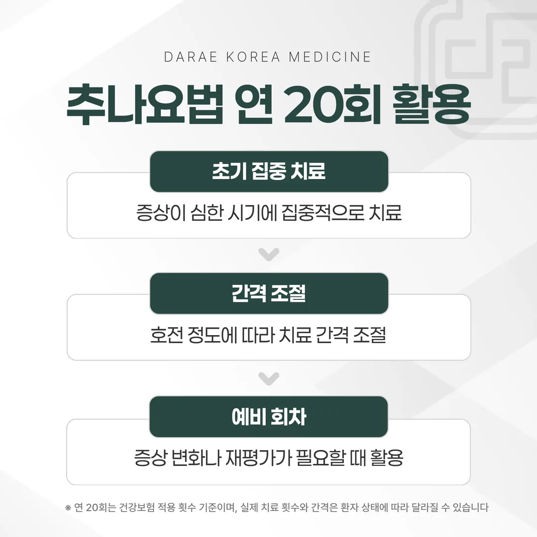 건강보험 추나요법 연 20회 회차 배분 도표