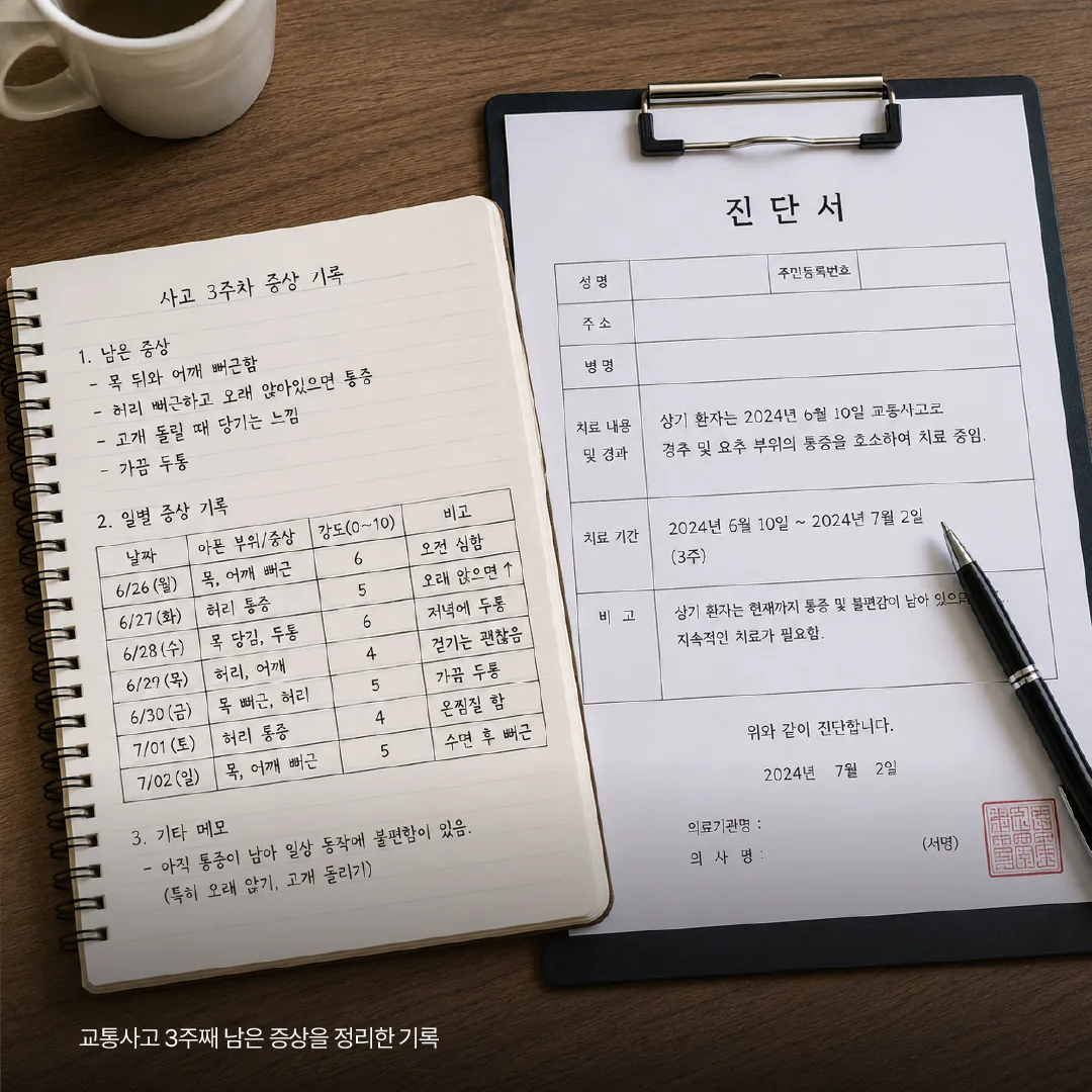 교통사고 3주째 남은 증상을 정리한 기록