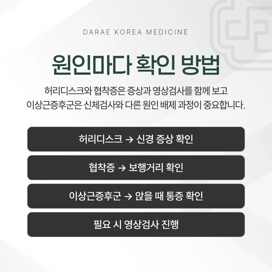 세 원인의 확인 근거가 서로 다름을 보여주는 관계도