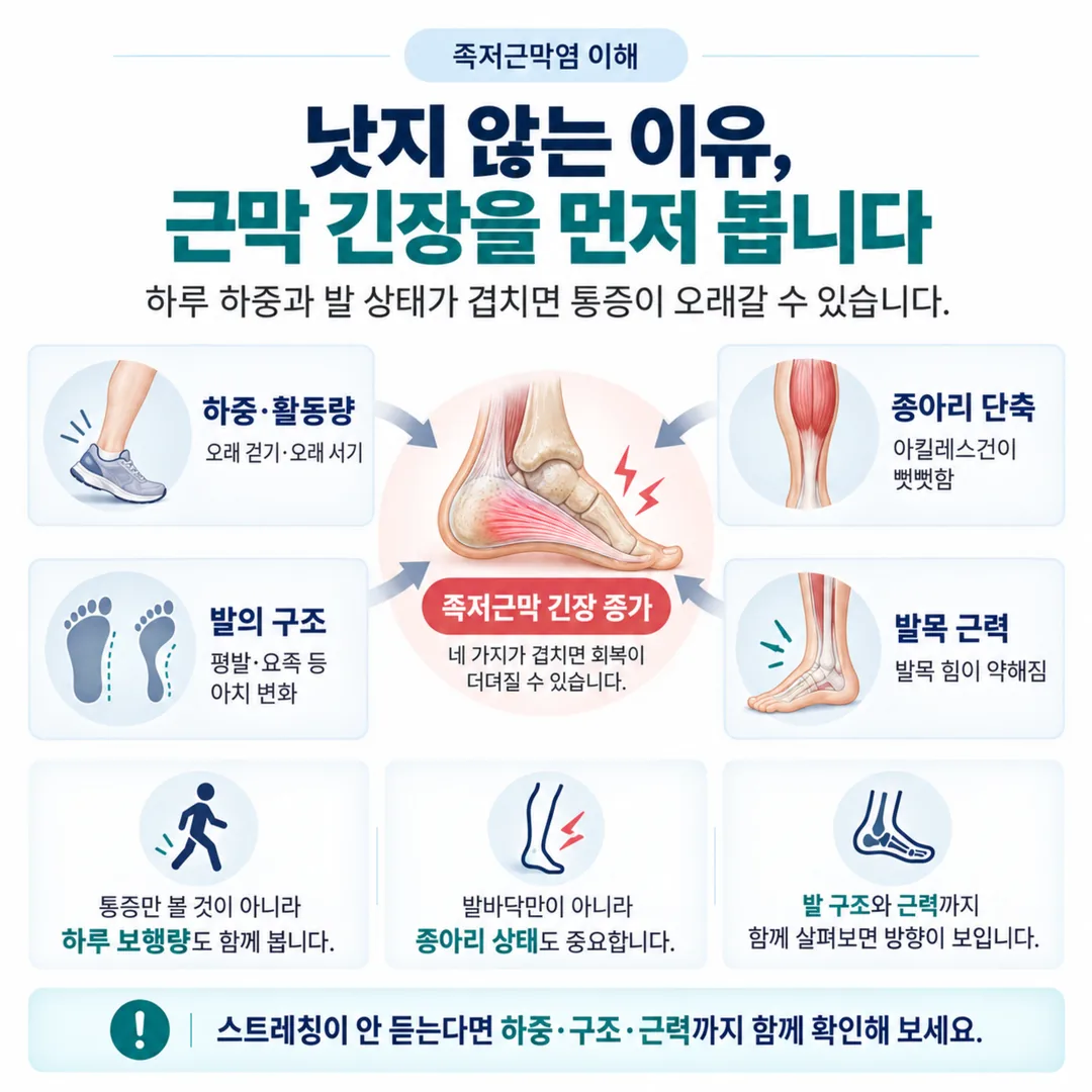 통증 조절과 스트레칭 지속이 서로를 돕는 순환 도식